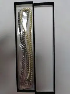 エレガントパールネックレス2本セット（白、グレー）