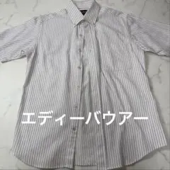 Eddie Bauer 半袖ストライプシャツ XS 白 紫 BDのサムネイル