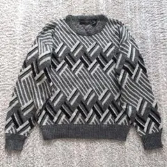 Peter England モノトーン 幾何学模様 デザインニット