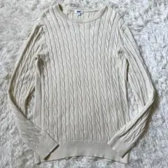 【美品】UNIQLO　ユニクロ　ケーブルニット　カシミヤ混　アイボリー　Lサイズ