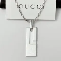 グッチ GUCCI 925 ネックレス シルバー Gロゴ プレート Y733