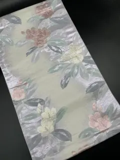 高級 正絹 袋帯 礼装 フォーマル 洒落帯　振袖帯　銀糸　花柄　草花　292