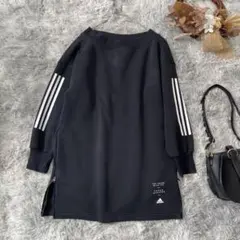 adidas 裏起毛 スウェットワンピース L 三本ライン チュニック ワンピのサムネイル