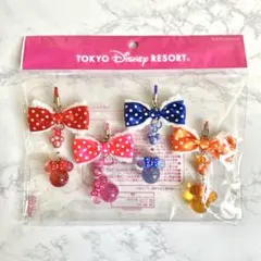 新品未使用✿disney✿ミニー りぼん ストラップ【4個セット】ディズニーシー