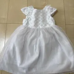 ホワイト フラワーモチーフドレス