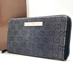 S*D様 グッチ　長財布 ラウンドファスナー 12カード GGキャンバス　ネイビ