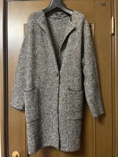 ユニクロ　ウールニットコート　超軽量　ロングカーディガン　ツイード柄　千鳥柄