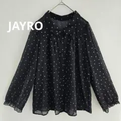 【JAYRO】シャツ　ブラウス　長袖　ドット柄　黒　透け感あり　前ボタン　Mのサムネイル