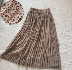 wego店舗購入　レオパード　ロングスカート　ドット　ギャザー　プリーツ