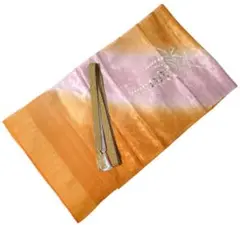 汕頭（スワトウ）刺繍 帯揚げ・帯締めセット オレンジ×ピンク グラデーション