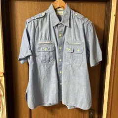 90s Christian Dior 半袖 シャンブレー サファリシャツ XLのサムネイル