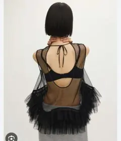 アメリヴィンテージ BLACK TULLE RAFFLE CAMI TOP - メルカリ
