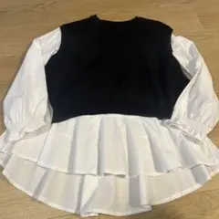 ブラウス　レイヤードニットベスト