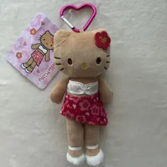 新品 ハローキティ ぬいぐるみキーホルダー 日焼け ハワイ ハイビスカス ③