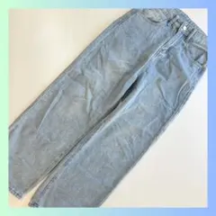 ジーンズ　デニムパンツ　Lサイズ　ダメージ加工　ライトブルー　ワイド