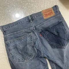 レア)Carharttハートステッチワイドデニムパンツ赤耳インディゴW28L30 