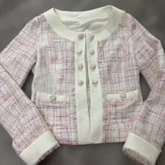 ノーカラーチェックジャケット 9AR