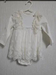 ホワイト フリル レース ベビーワンピース