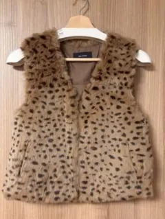 MACPHEE ヒョウ柄ラビットファーベスト