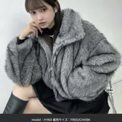 Wジップファスナー　ショート丈フェイクファージャケット