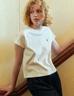 【試着のみ】Gymphlex フレンチセミスリーブ　クルーネックTシャツのサムネイル