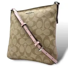 良品 284 コーチ ショルダーバッグ シグネチャー pvc レザー ピンク 茶