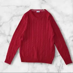 BROWNY STANDARD ケーブル編みニット M レッド メンズ