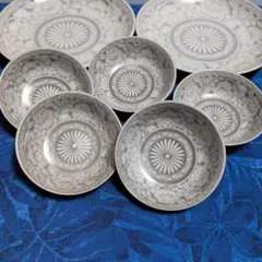 花柄デザインの陶器皿7点セット