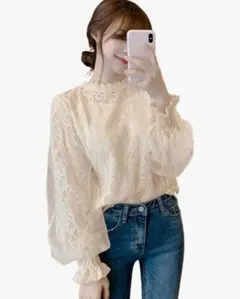 レース　シャツ　ブラウス　レディース　サイズXL