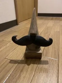 メガネ掛け 髭 ヒゲ オブジェ 木製