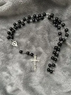 y2k ブラック ロザリオネックレス 十字架