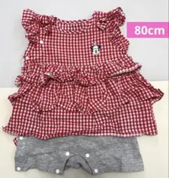 【 レトロ風 】ミニーちゃん ロンパース 80cm