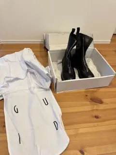 GUIDI ブラックレザーブーツ 37cm