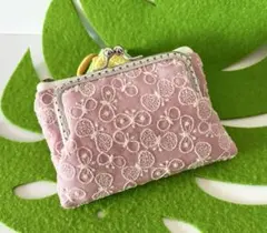 ちょっとお買い物がま口♪刺繍生地蝶々♡