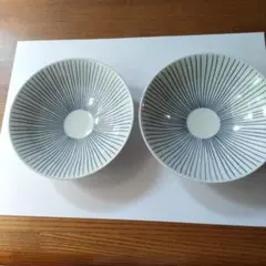 放射状ストライプ模様の深鉢 2個セット