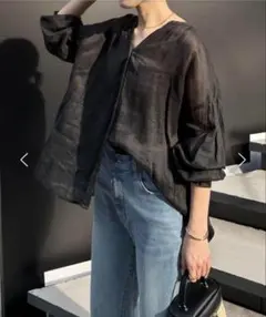 コラージュ ガリャルダガランテ ラミー 2way シアー ブラウス 洗える 黒