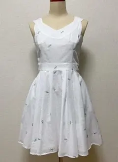 dazzlin 花柄 刺繍 ストライプ スカラップ ワンピース ミニワンピ