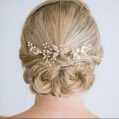 ブライダル　ウエディング　ヘアアクセサリーヘッドドレス　パール　発表会　ゴールド