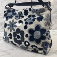 ほぼ未使用品 Think Bee！シンクビー 花柄刺繍×本革 ショルダーバッグ