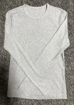 美品　未使用　UNIQLO ソフトリブクルーネックT グレー