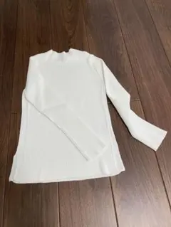 SHIPS ホワイト リブ編み 長袖ニット