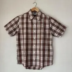 キッズにも♪HANG TENブラウン系チェック半袖シャツ 綿100% Mサイズ