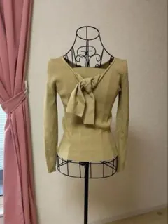 リランドチュール　Rirandture リブニット　長袖　リボン　イエロー　黄色