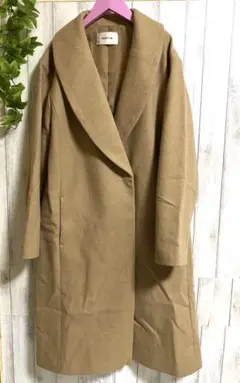 フレイアイディー チェスターコート ショールカラーコート ウール混 ベージュ