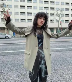 digne ベージュ ノーカラー ジャケット ノベルティ付き - メルカリ