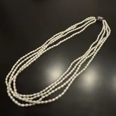 ホワイトオーバル型　パールネックレス