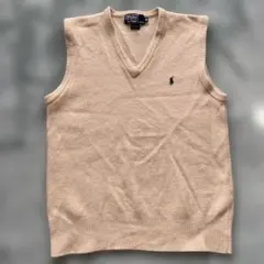 日本製　Polo by Ralph Lauren ベージュ Vネック ベスト M