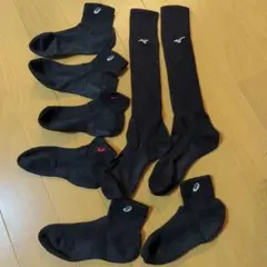 アシックス 黒　バレーボール　ソックス 4足セット ミズノ　ショート　ロング