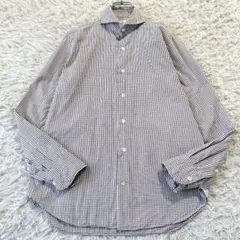 美品 43 Charvet ドレスシャツ チェック フランス製 大きいサイズ