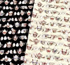 FUWARI　染布　シマエナガ ティーカップスケアープリント生地